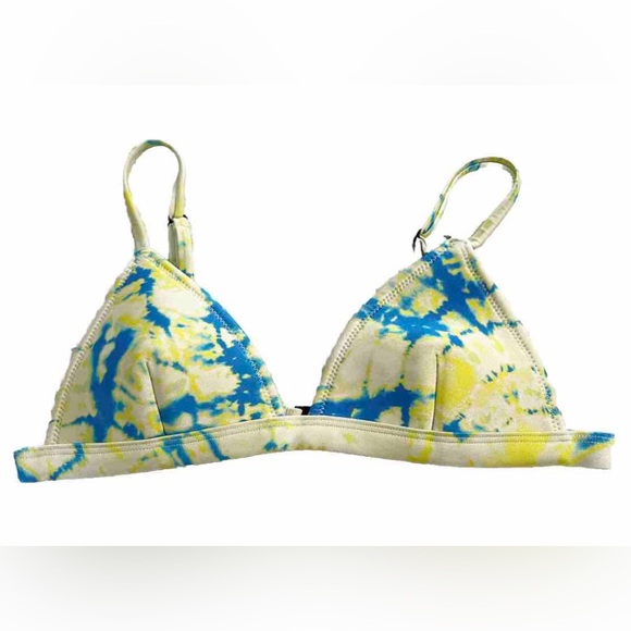 TRIANGL Tie Dye Bikini Top Women’s S Yellow Blue 100% Neoprene Adjustable - Picture 4 of 8